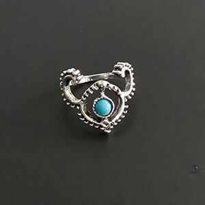 TURQUOISE RAM LADIES NEW SIZE 6 FASHION SILVER RING